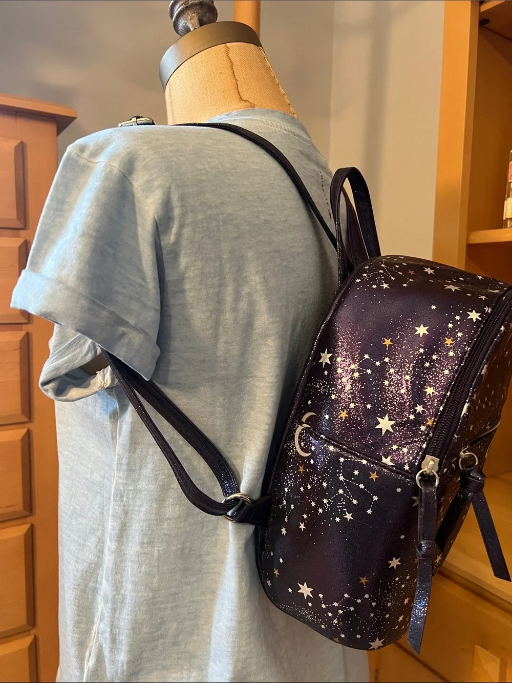 Star & Moon Mini Backpack in Purple